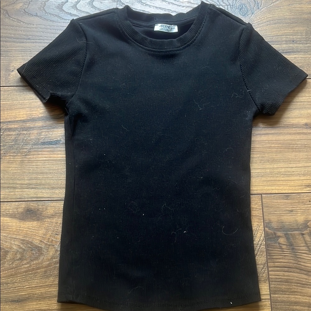 Ardene Black Short Sleeve Tee Classic Crew Neck